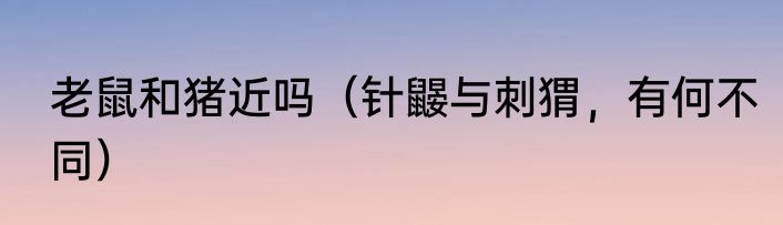 老鼠和猪近吗（针鼹与刺猬，有何不同）