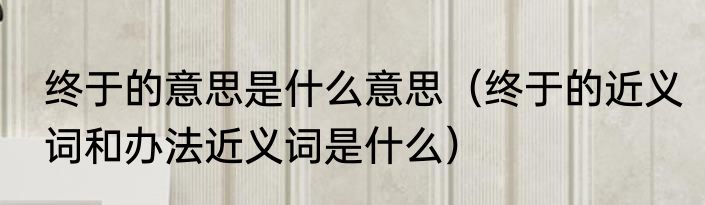 终于的意思是什么意思（终于的近义词和办法近义词是什么）