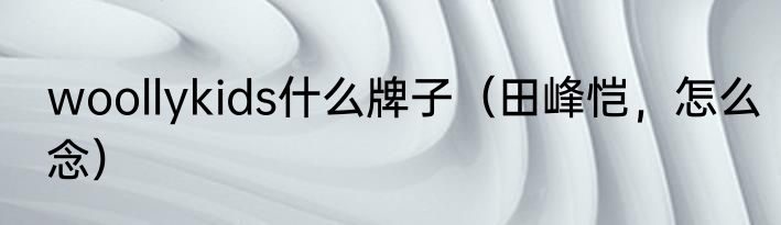 woollykids什么牌子（田峰恺，怎么念）