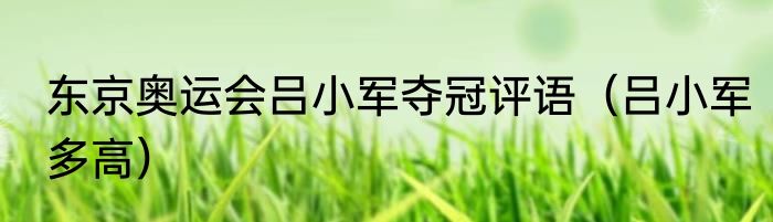 东京奥运会吕小军夺冠评语（吕小军多高）
