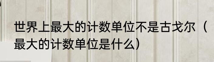 世界上最大的计数单位不是古戈尔（最大的计数单位是什么）