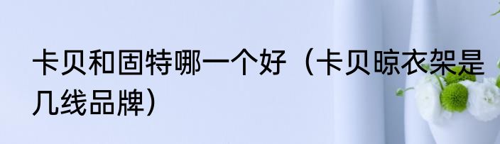 卡贝和固特哪一个好（卡贝晾衣架是几线品牌）