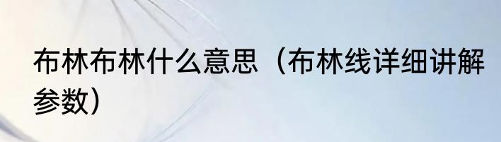 布林布林什么意思（布林线详细讲解参数）
