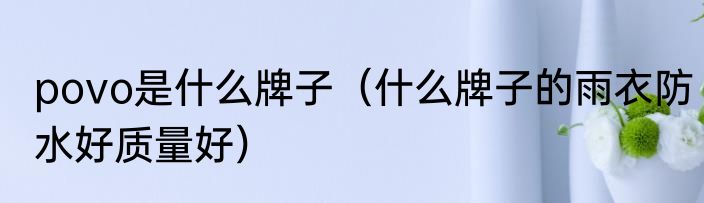 povo是什么牌子（什么牌子的雨衣防水好质量好）