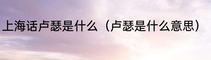 上海话卢瑟是什么（卢瑟是什么意思）