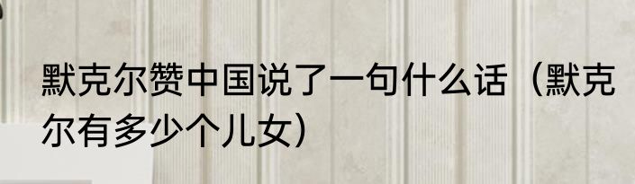默克尔赞中国说了一句什么话（默克尔有多少个儿女）