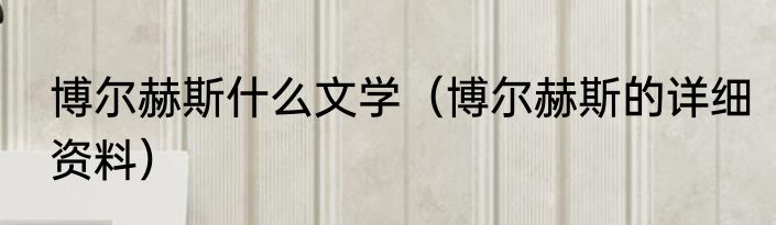 博尔赫斯什么文学（博尔赫斯的详细资料）