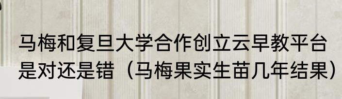 马梅和复旦大学合作创立云早教平台是对还是错（马梅果实生苗几年结果）