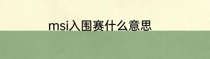 msi入围赛什么意思