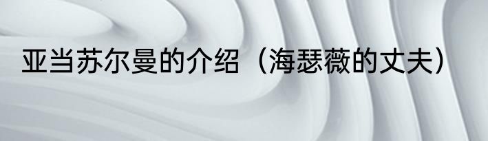 亚当苏尔曼的介绍（海瑟薇的丈夫）