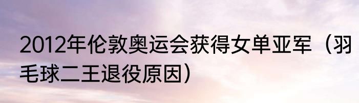 2012年伦敦奥运会获得女单亚军（羽毛球二王退役原因）