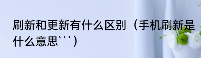 刷新和更新有什么区别（手机刷新是什么意思```）