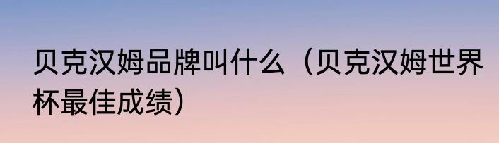 贝克汉姆品牌叫什么（贝克汉姆世界杯最佳成绩）