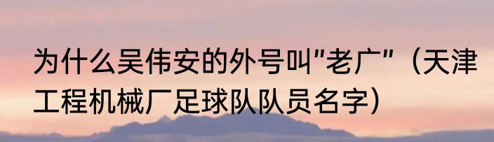 为什么吴伟安的外号叫”老广”（天津工程机械厂足球队队员名字）