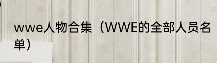 wwe人物合集（WWE的全部人员名单）