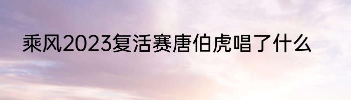 乘风2023复活赛唐伯虎唱了什么
