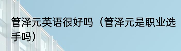 管泽元英语很好吗（管泽元是职业选手吗）