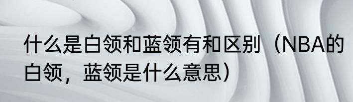 什么是白领和蓝领有和区别（NBA的白领，蓝领是什么意思）