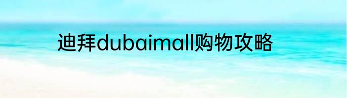 迪拜dubaimall购物攻略
