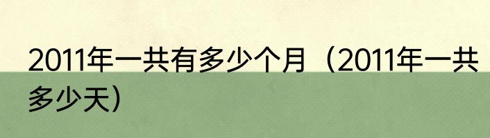 2011年一共有多少个月（2011年一共多少天）
