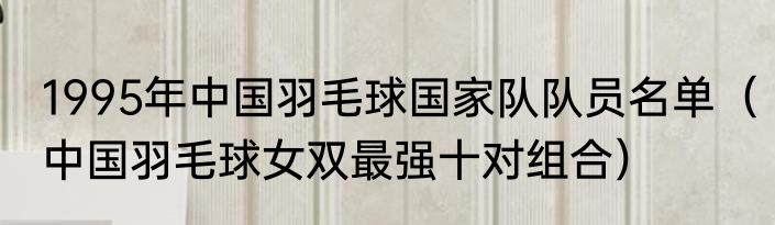 1995年中国羽毛球国家队队员名单（中国羽毛球女双最强十对组合）