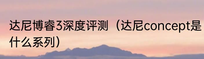 达尼博睿3深度评测（达尼concept是什么系列）