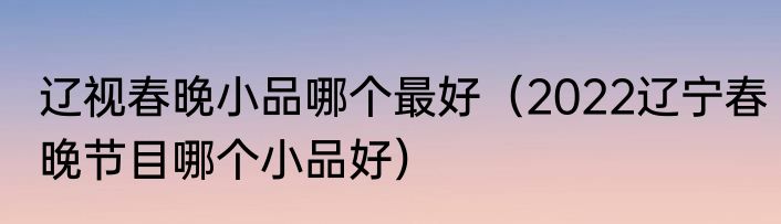辽视春晚小品哪个最好（2022辽宁春晚节目哪个小品好）
