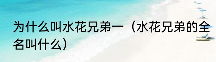 为什么叫水花兄弟一（水花兄弟的全名叫什么）