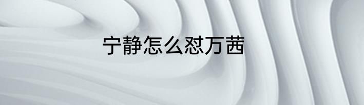 宁静怎么怼万茜