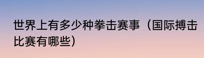 世界上有多少种拳击赛事（国际搏击比赛有哪些）