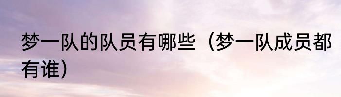 梦一队的队员有哪些（梦一队成员都有谁）