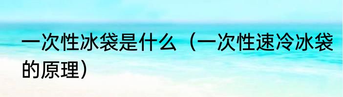 一次性冰袋是什么（一次性速冷冰袋的原理）