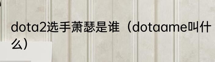 dota2选手萧瑟是谁（dotaame叫什么）