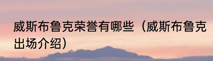 威斯布鲁克荣誉有哪些（威斯布鲁克出场介绍）