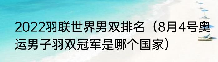 2022羽联世界男双排名（8月4号奥运男子羽双冠军是哪个国家）