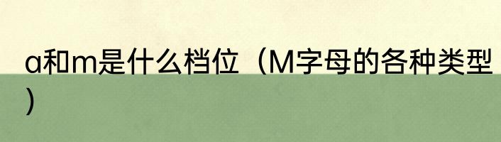 a和m是什么档位（M字母的各种类型）