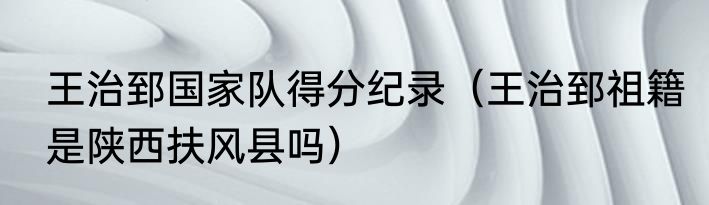 王治郅国家队得分纪录（王治郅祖籍是陕西扶风县吗）