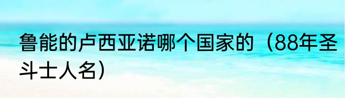 鲁能的卢西亚诺哪个国家的（88年圣斗士人名）