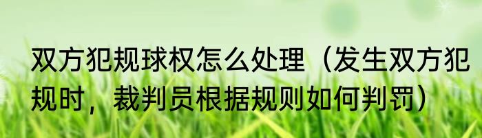 双方犯规球权怎么处理（发生双方犯规时，裁判员根据规则如何判罚）