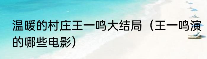 温暖的村庄王一鸣大结局（王一鸣演的哪些电影）