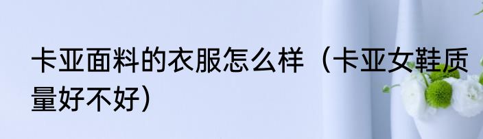 卡亚面料的衣服怎么样（卡亚女鞋质量好不好）