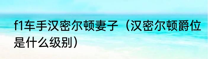 f1车手汉密尔顿妻子（汉密尔顿爵位是什么级别）