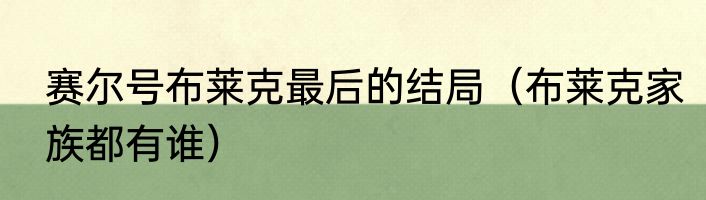 赛尔号布莱克最后的结局（布莱克家族都有谁）