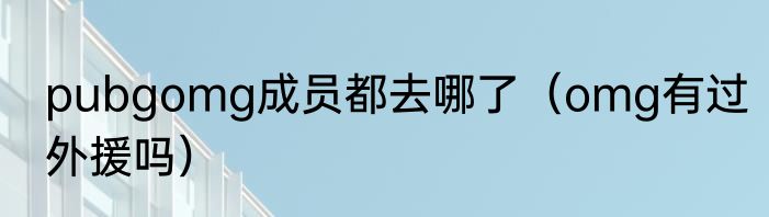 pubgomg成员都去哪了（omg有过外援吗）