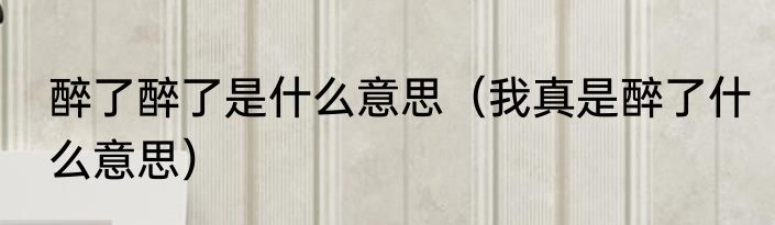 醉了醉了是什么意思（我真是醉了什么意思）
