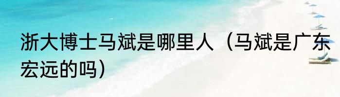浙大博士马斌是哪里人（马斌是广东宏远的吗）