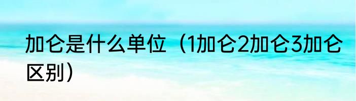 加仑是什么单位（1加仑2加仑3加仑区别）