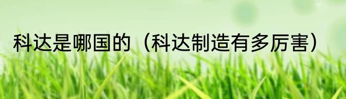 科达是哪国的（科达制造有多厉害）