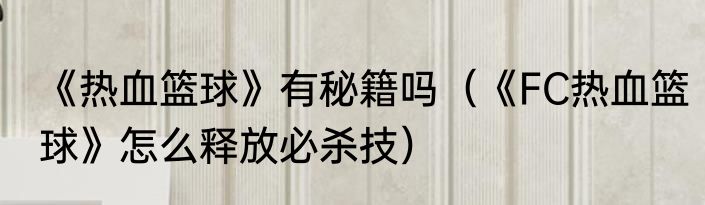 《热血篮球》有秘籍吗（《FC热血篮球》怎么释放必杀技）