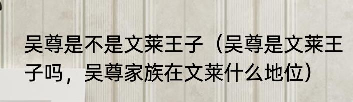 吴尊是不是文莱王子（吴尊是文莱王子吗，吴尊家族在文莱什么地位）